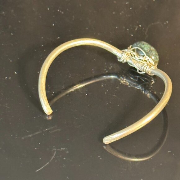 Genuine Untreated Natural Emerald Sterling Silver Bracelet Cuff 925 Handmade - Picture 7 of 10